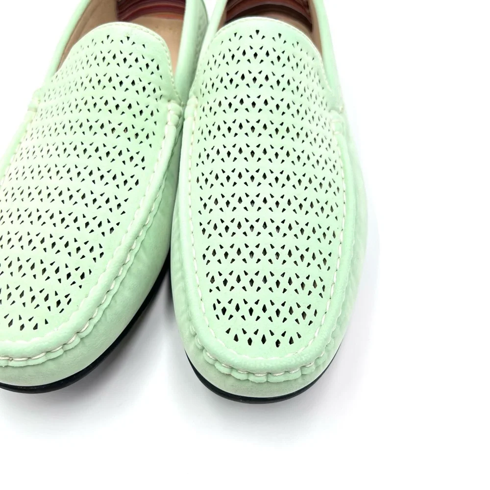Stacy Adams Mens Size 7 Green Cicero Perf Moc Toe Slip On Driving Loafers‎ Shoes